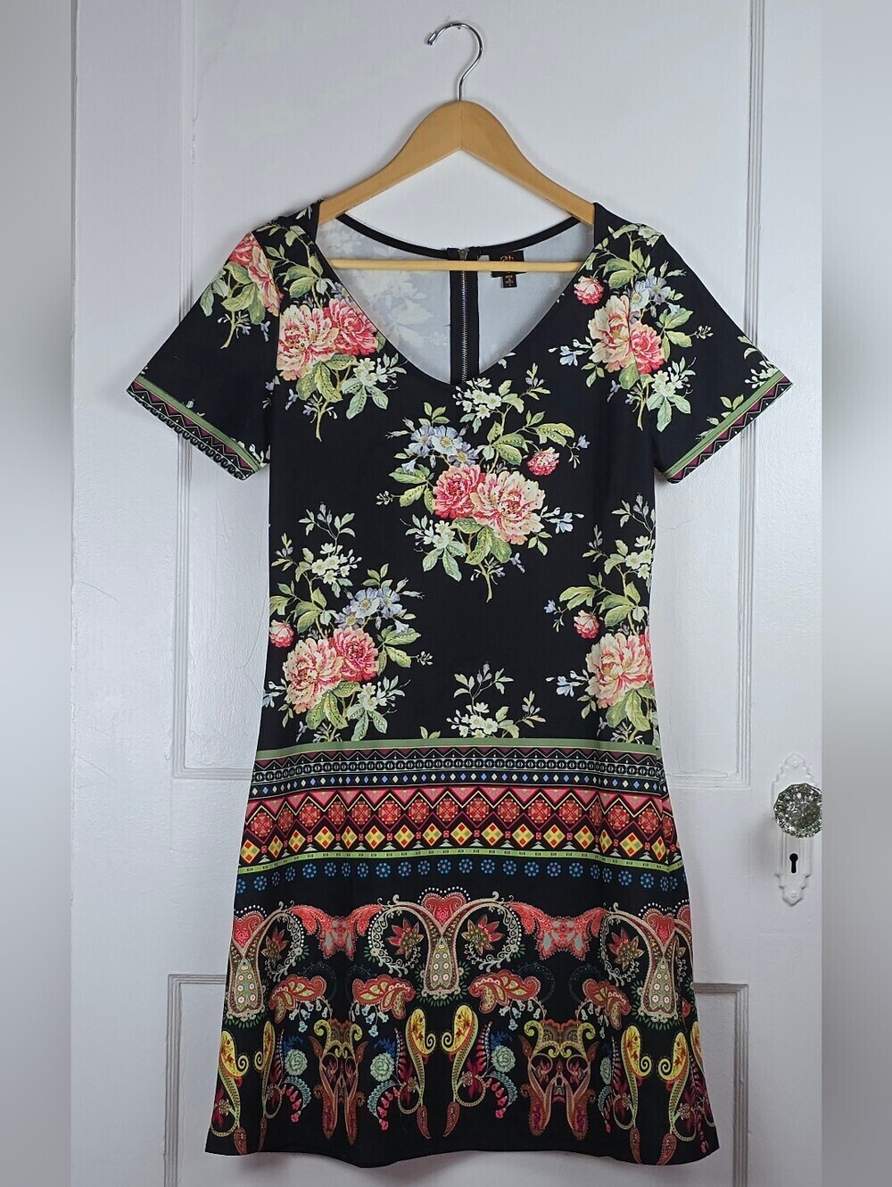12th Black Knit Boho Retro Mini Dress Size Small